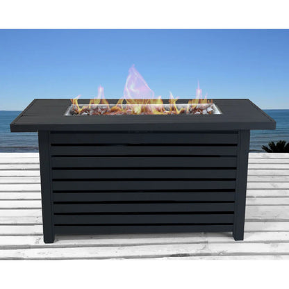 Propane / Gas Outdoor Fire Pit Table With Lid Durable Construction - Black LSI Patio Furniture