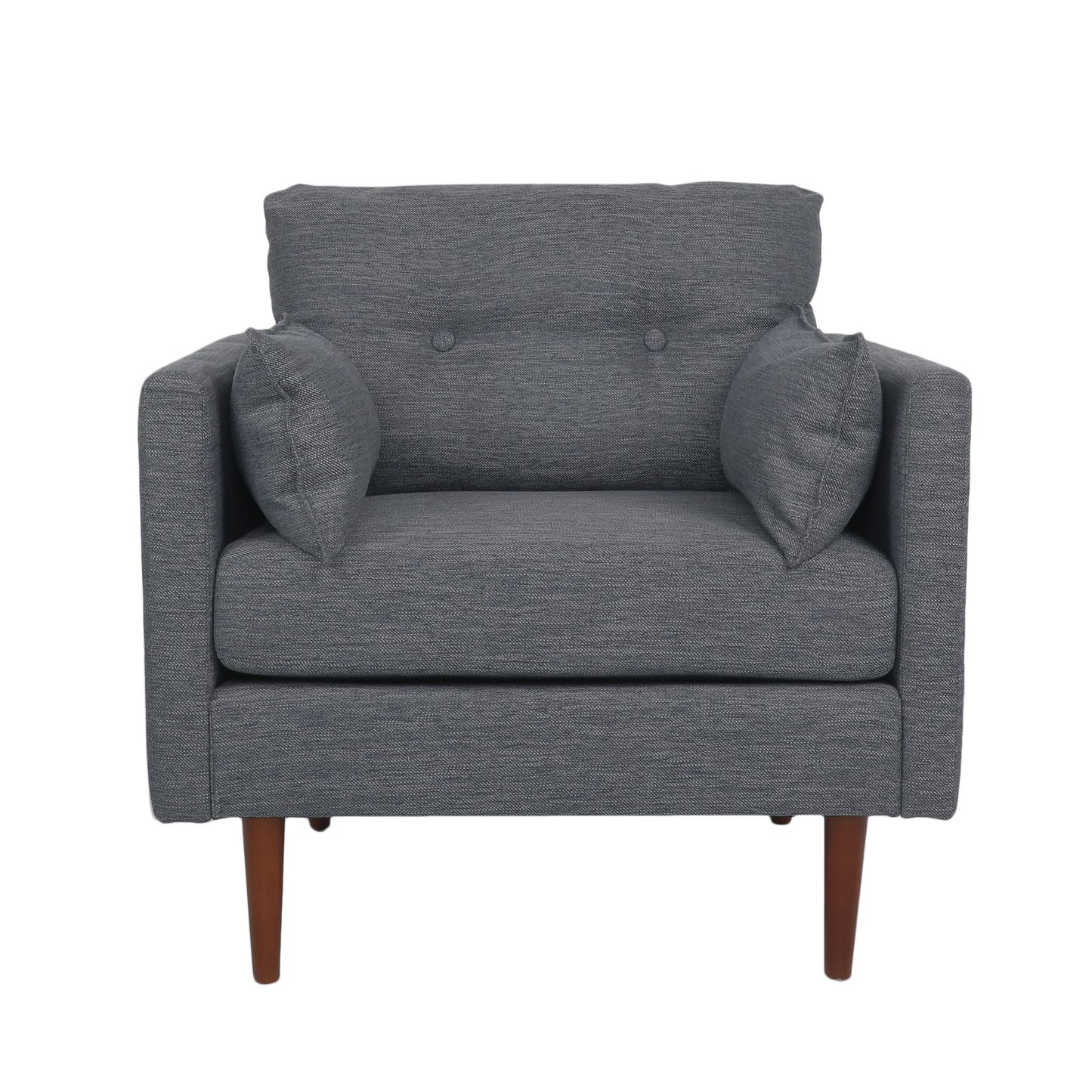 Enchantica - Upholstered Fabric Club Chair With Button Tufted And 2 Accent Pillows Noble House
