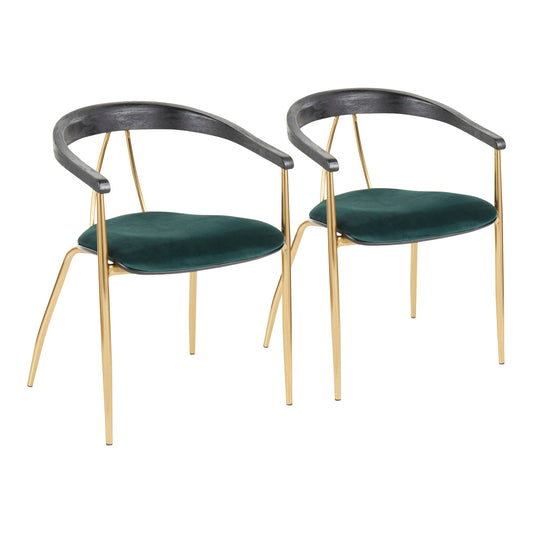Vanessa - Contemporary Chair (Set of 2) - Gold / Green - Black Lumi Source