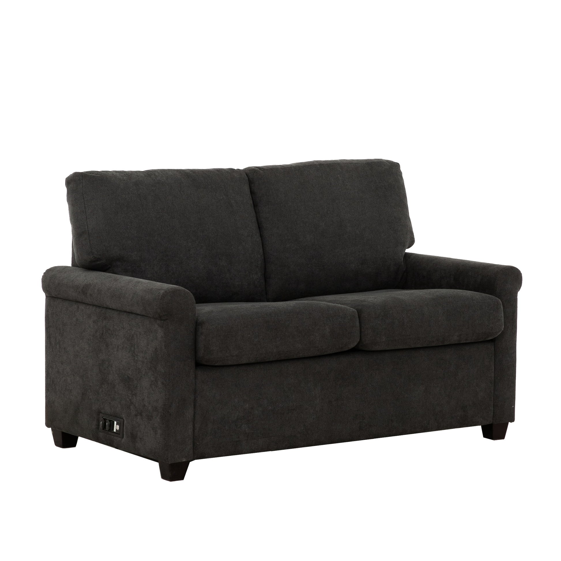Convertible Twin Sleeper Sofa With USB Ports, 2 Seater Upholstered Loveseat - Dark Gray Home Essentials