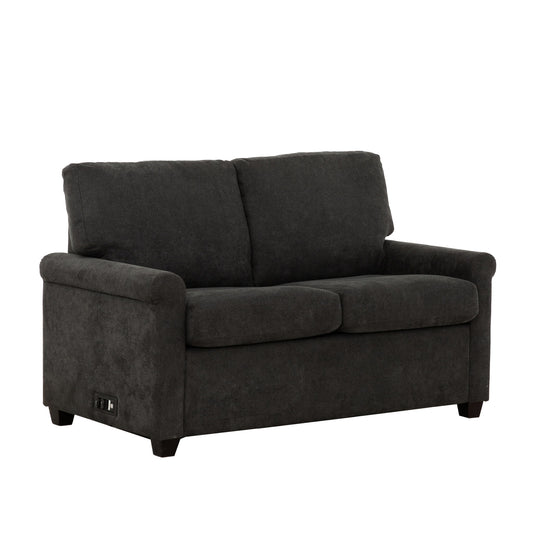 Convertible Twin Sleeper Sofa With USB Ports, 2 Seater Upholstered Loveseat - Dark Gray Home Essentials