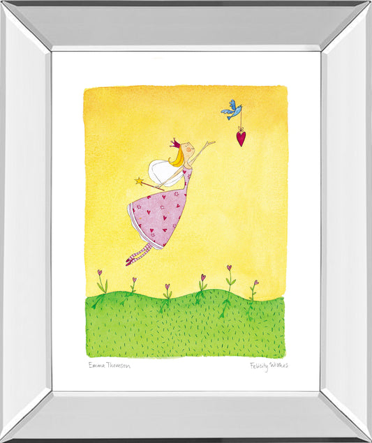 Felicity Wishes Il By Emma Thomson - Mirror Framed Print Wall Art - Yellow