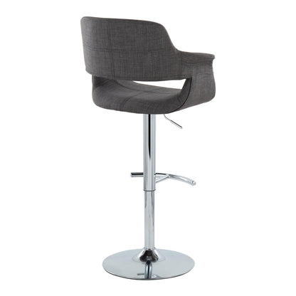 Vintage Flair - Mid Century Modern Adjustable Barstool With Swivel With Rounded T Footrest (Set of 2) Lumi Source