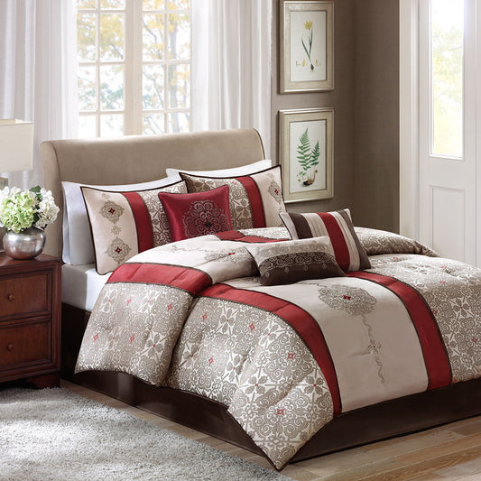 Donovan - King 7 Piece Comforter Set - Red