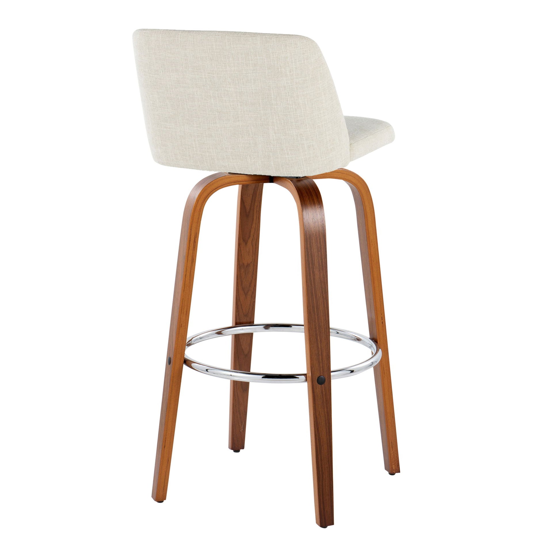 Toriano - Contemporary, Fixed Height Barstool Swivel & Round Footrest (Set of 2) Lumi Source