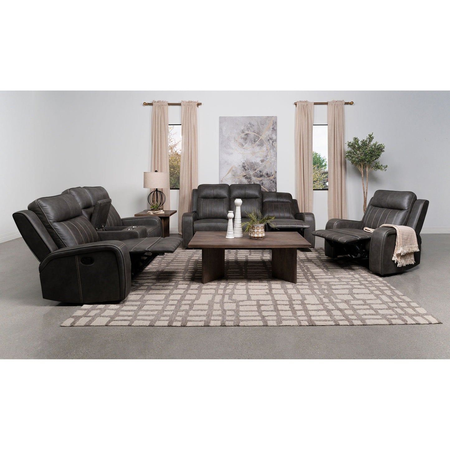 Mckinley - 3 Piece Reclining Sofa Set - Gray Furniture Max