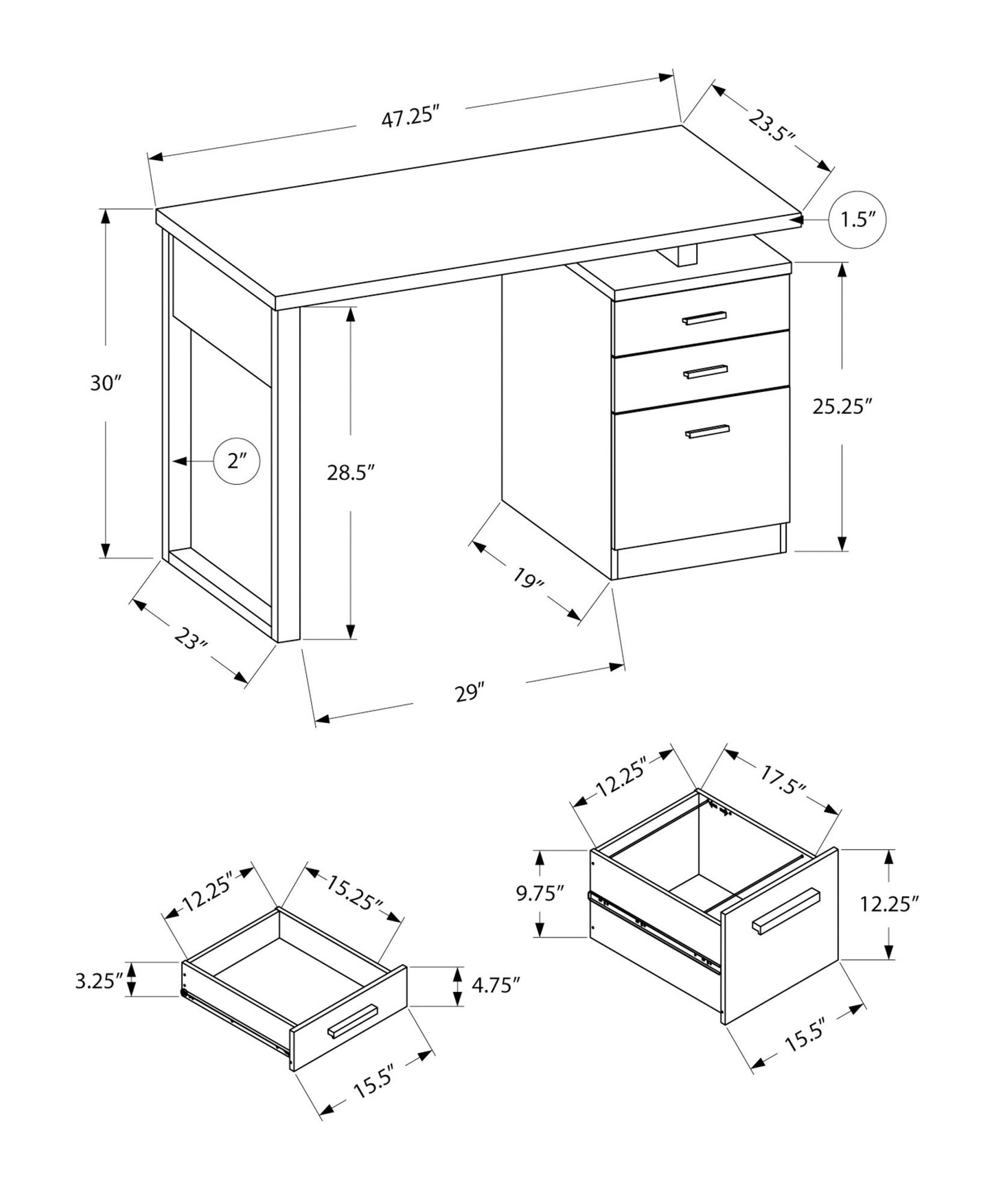 Computer Desk For Home Office Laptop, Left, Right Set - Up, Storage Drawers 8th Street