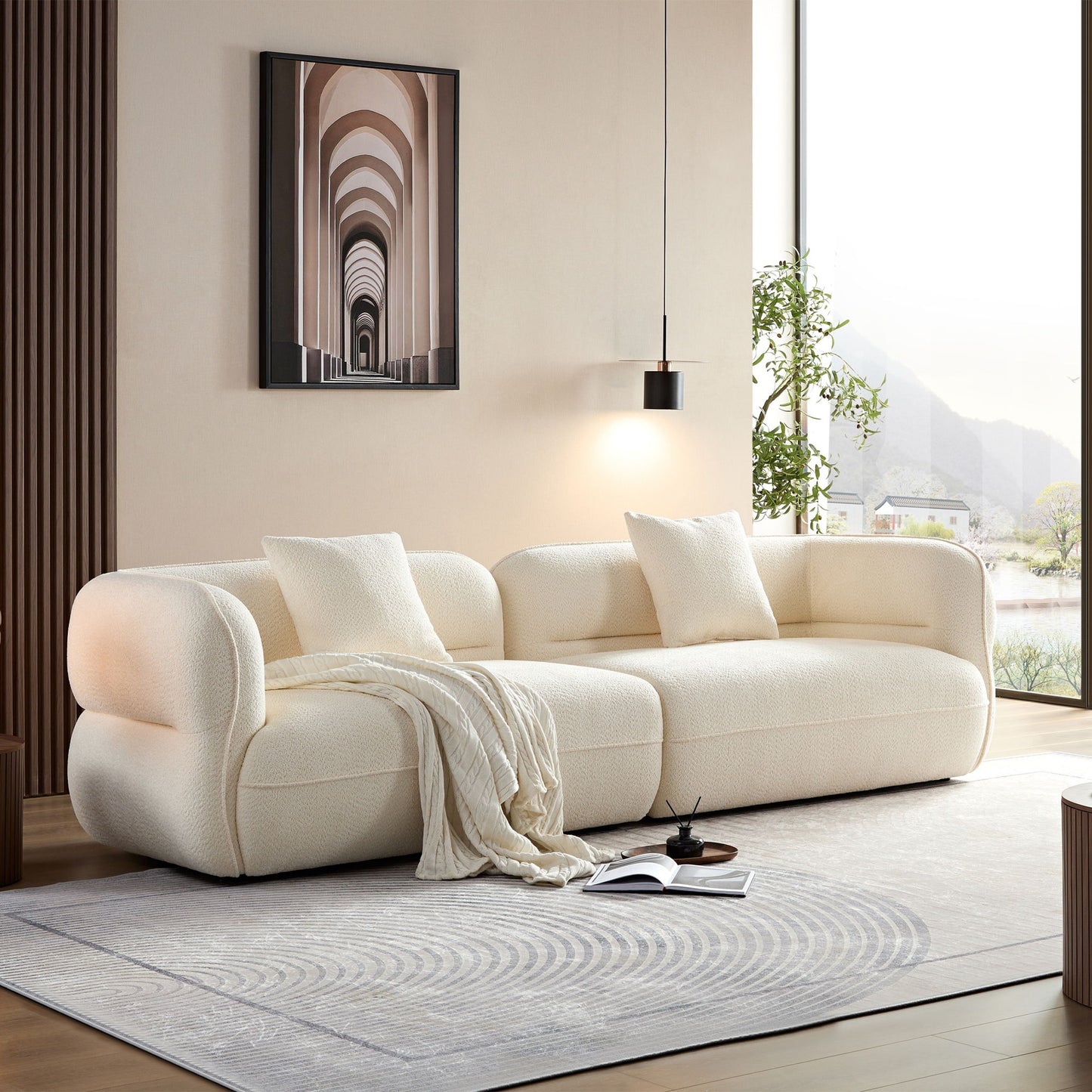 Sectional Sofa With Durable Fabric, Solid Wood Frame, And High Density Sponge Fill Home Essentials