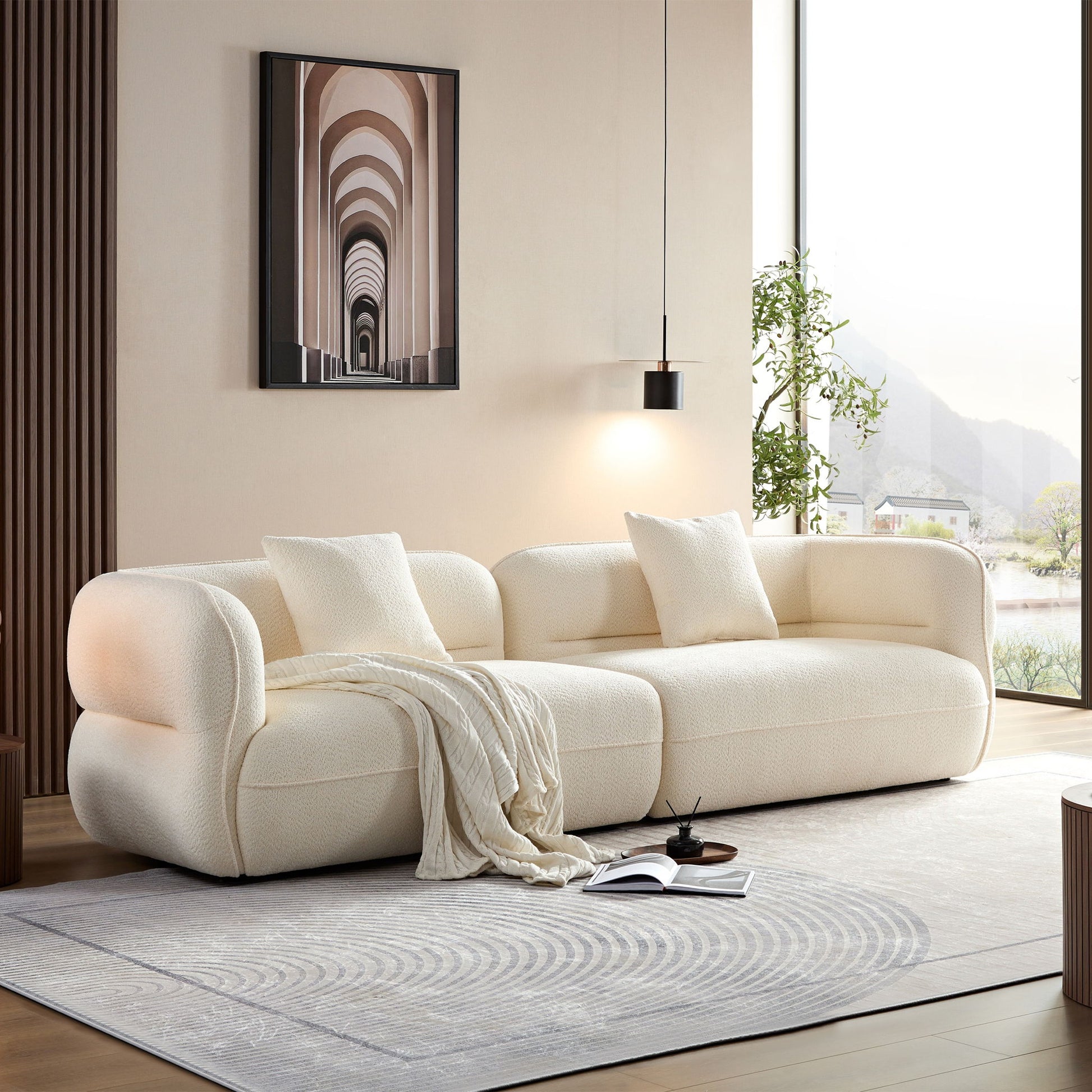 Sectional Sofa With Durable Fabric, Solid Wood Frame, And High Density Sponge Fill Home Essentials