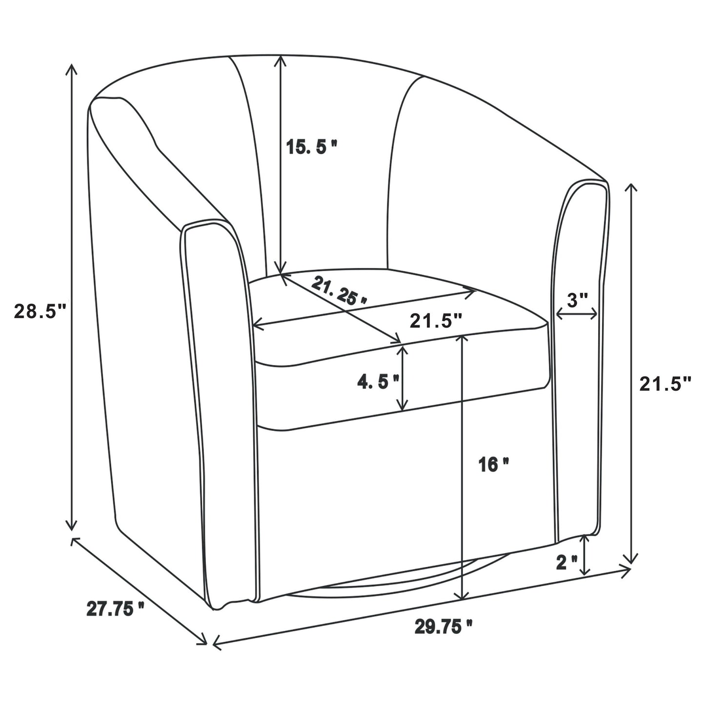 Swivel Armchair With Barrel-Back Design Furniture Max