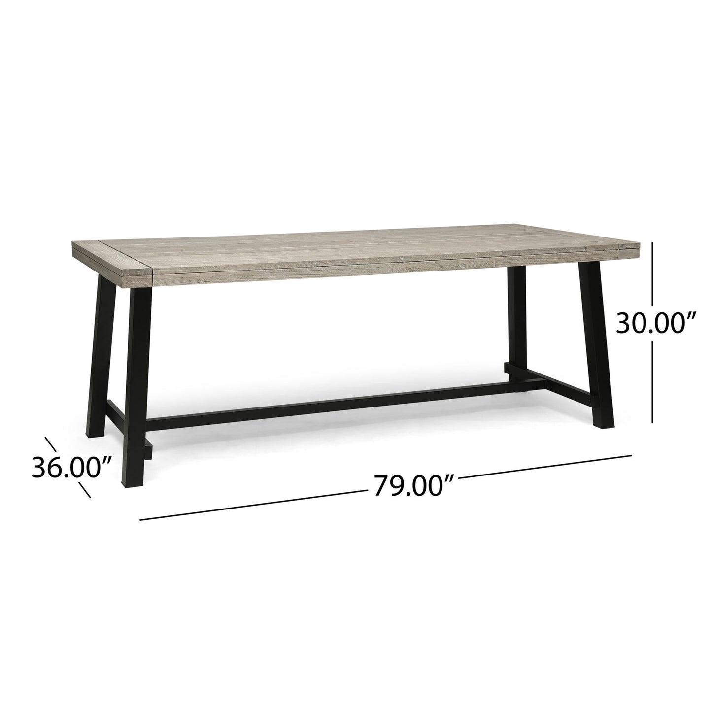 Equilibrium - Outdoor Dining Table With Wooden Frame And Slat Top Noble House