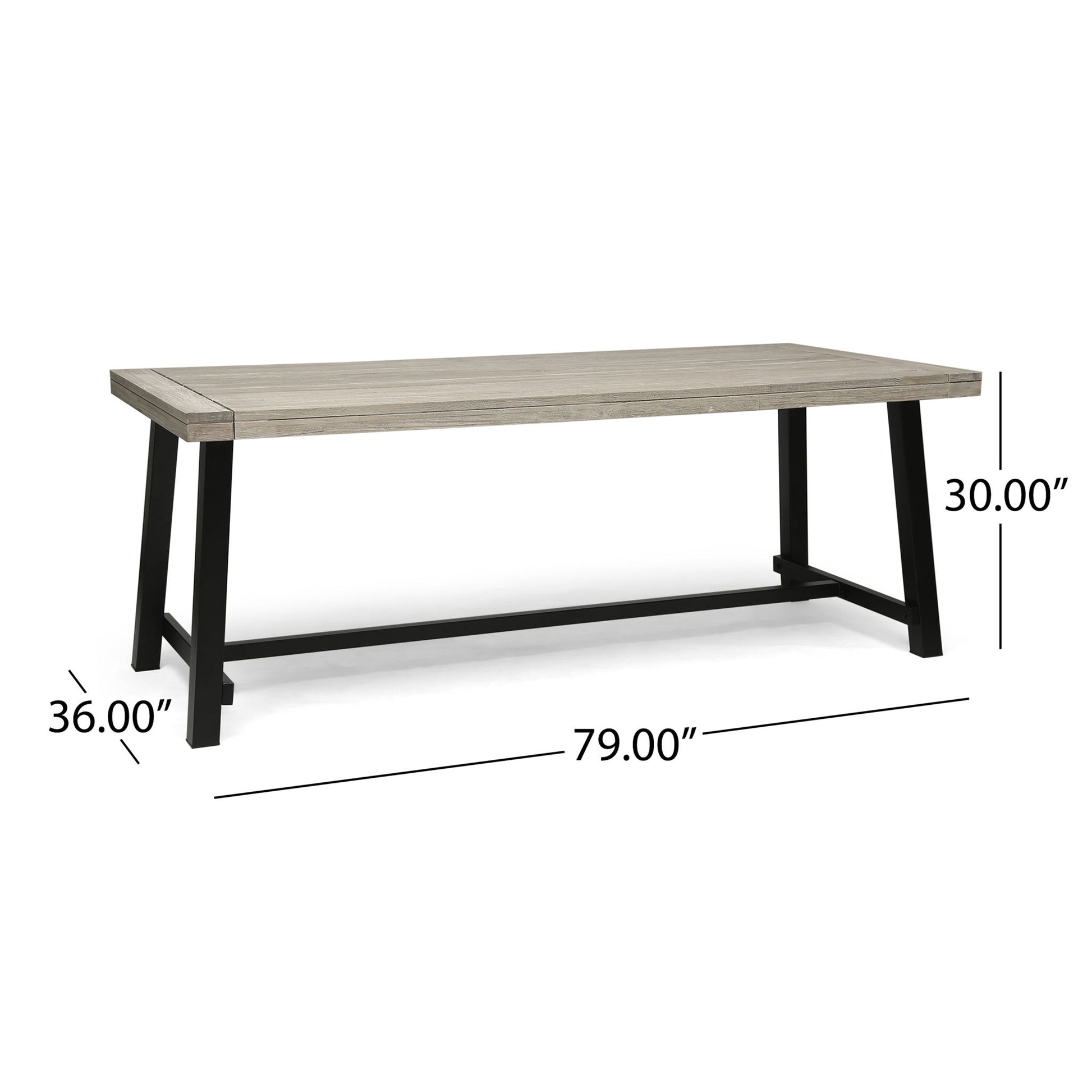 Equilibrium - Outdoor Dining Table With Wooden Frame And Slat Top Noble House