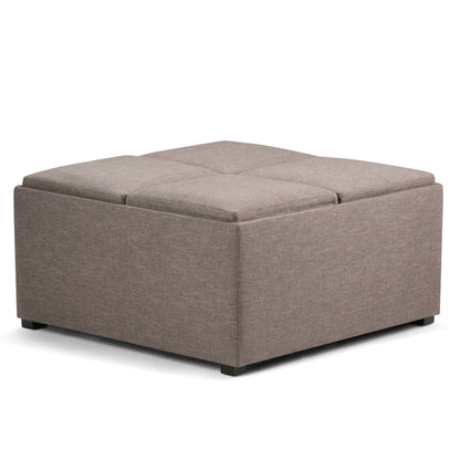 Avalon - Square Coffee Table, Storage Ottoman Simpli-Home