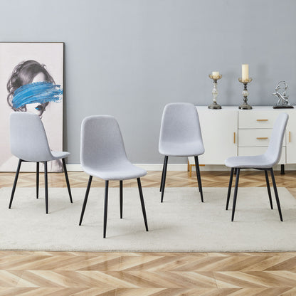 Modern Medieval Style Cushioned Side Chairs Set With Black Metal Legs For Kitchens Home Essentials