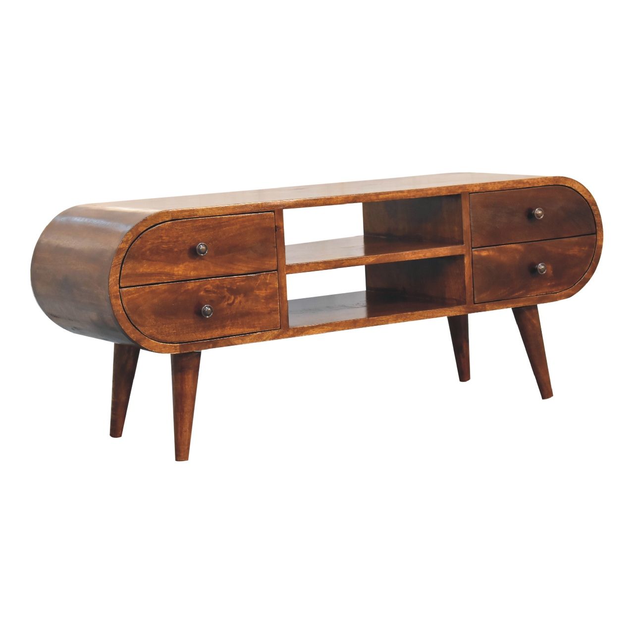 Circular Media Unit With 2 Open Slots Artisan Furniture
