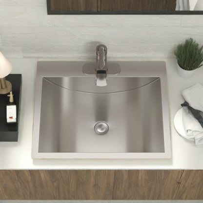 21 X 17" Drop In Bathroom Sink With Pop Up Drain, Stainless Steel Su304, Durable & Rust Resistant, Easy Installation - Brushed Nickel Daily Nest
