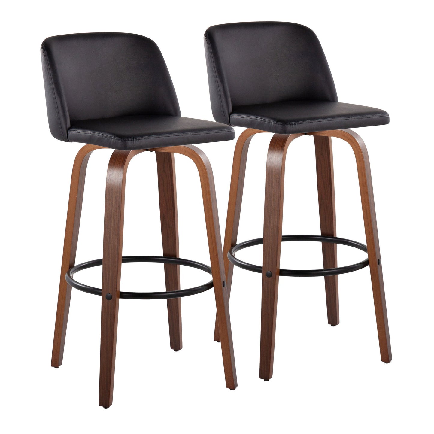 Toriano - Mid Century Modern Fixed Height Barstool Swivel And Round Footrest (Set of 2) Lumi Source