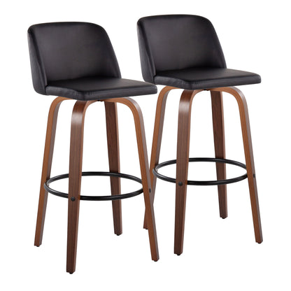 Toriano - Mid Century Modern Fixed Height Barstool Swivel And Round Footrest (Set of 2) Lumi Source