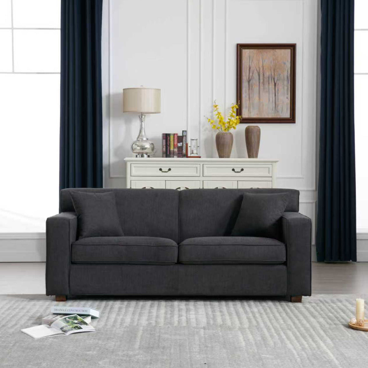 Loveseat Sleeper Sofa With Full Size Pull Out Bed, 2 Seater Convertible Couch For Small Apartments - Gray Home Essentials