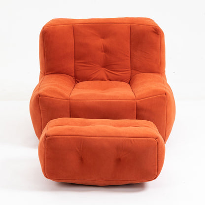 Modern Indoor Fluffy Bean Bag Chair With Memory Foam And Ottoman, Super Soft Home Essentials
