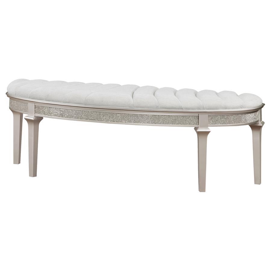 Evangeline - Curved Fabric Upholstered Bench - Silver Oak Coaster Fine Furniture