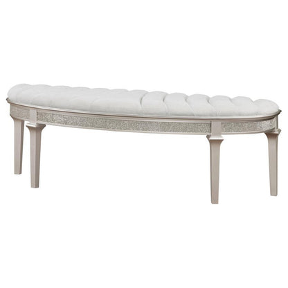 Evangeline - Curved Fabric Upholstered Bench - Silver Oak Coaster Fine Furniture