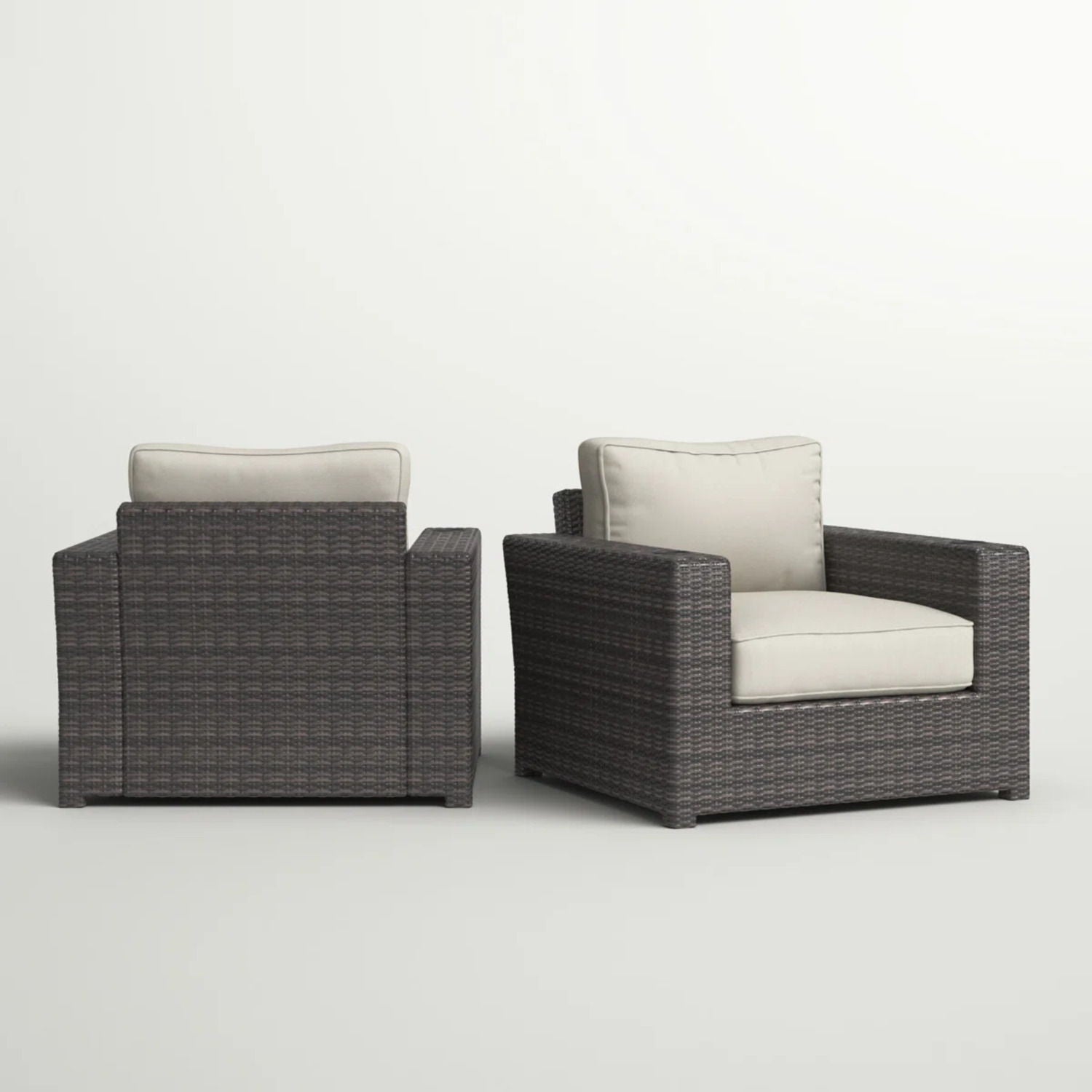 Outdoor Armchairs With Cushions (Set of 2) - Espresso / Gray LSI Patio Furniture