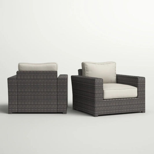 Outdoor Armchairs With Cushions (Set of 2) - Espresso / Gray LSI Patio Furniture