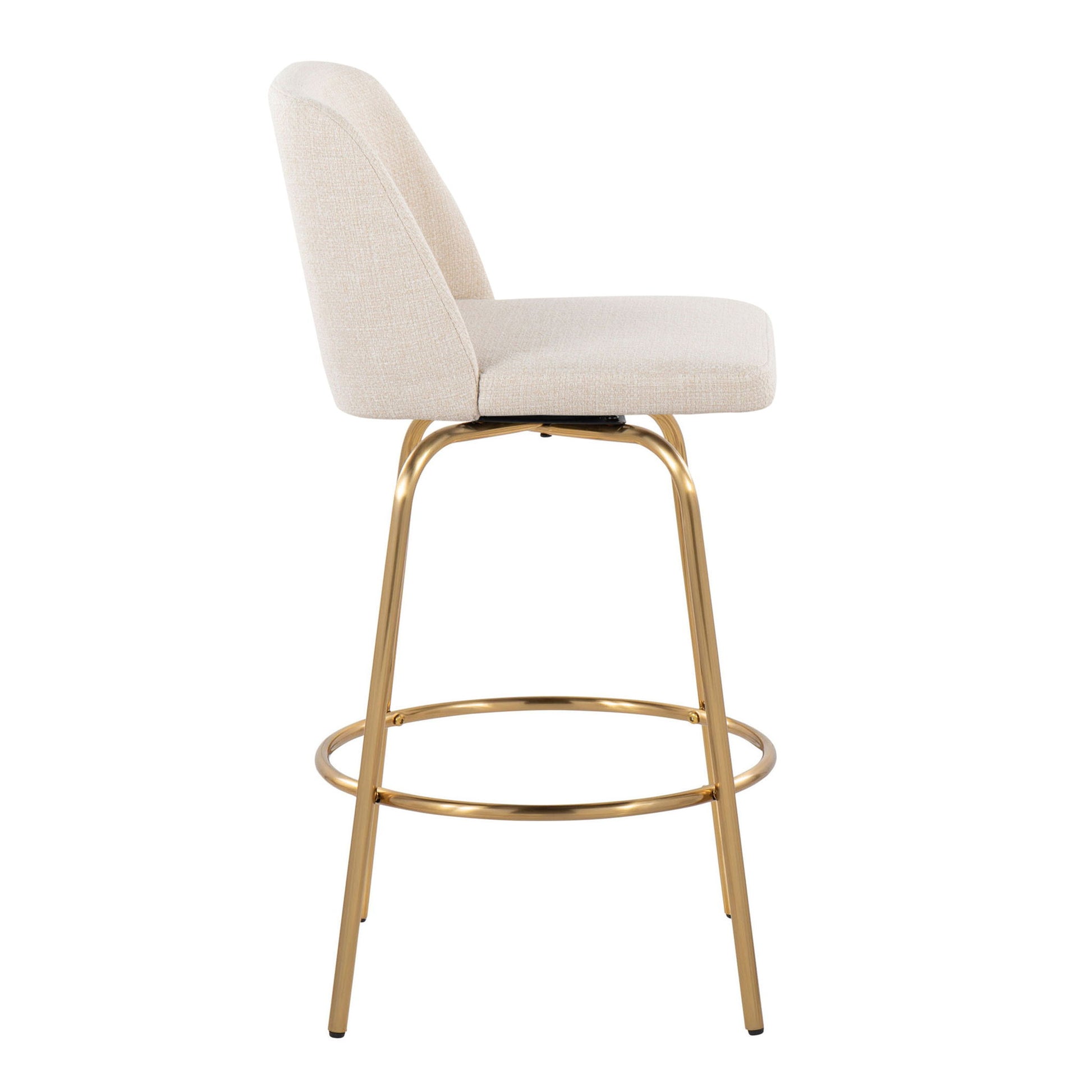 Toriano - Contemporary, Fixed Height Counter Stool With Swivel With Round Footrest (Set of 2) Lumi Source