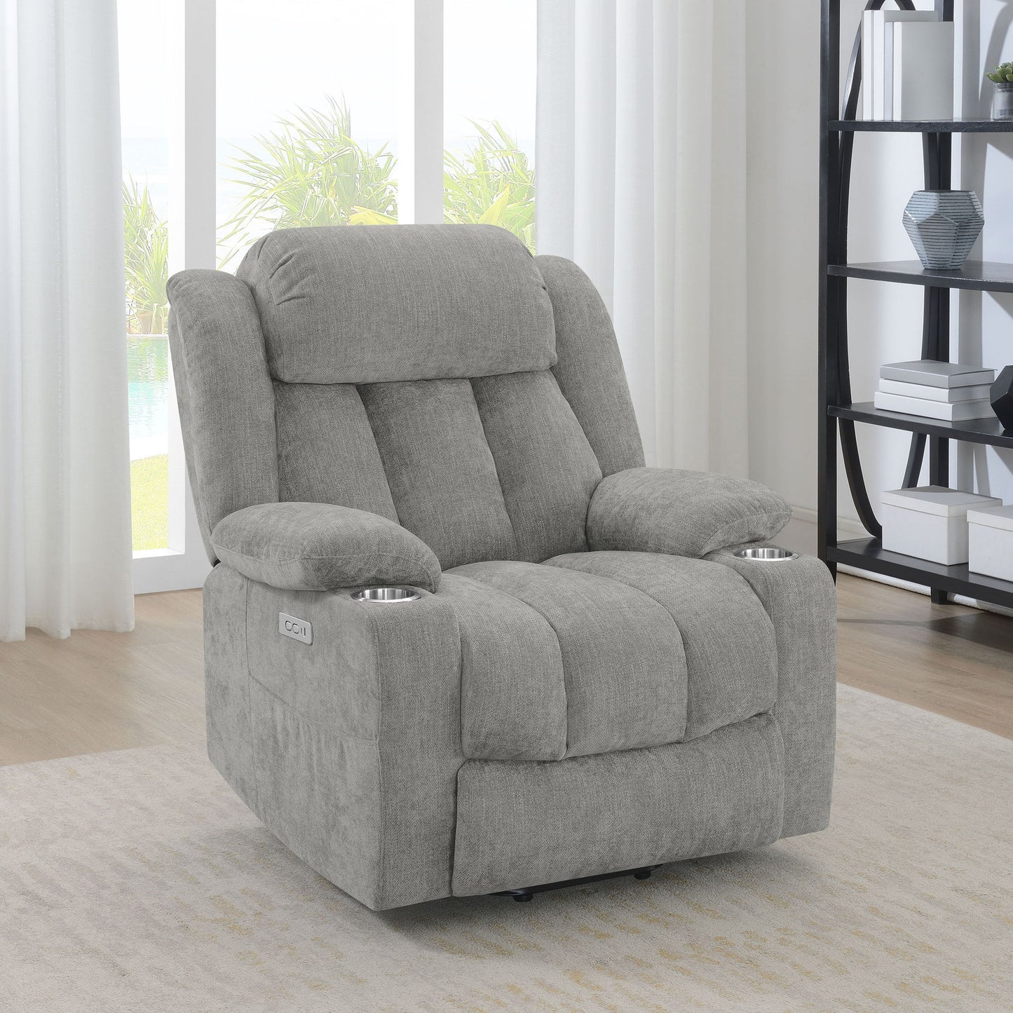 Beca - Upholstered Power Lift Recliner With Cupholders And USB Charging Furniture Max
