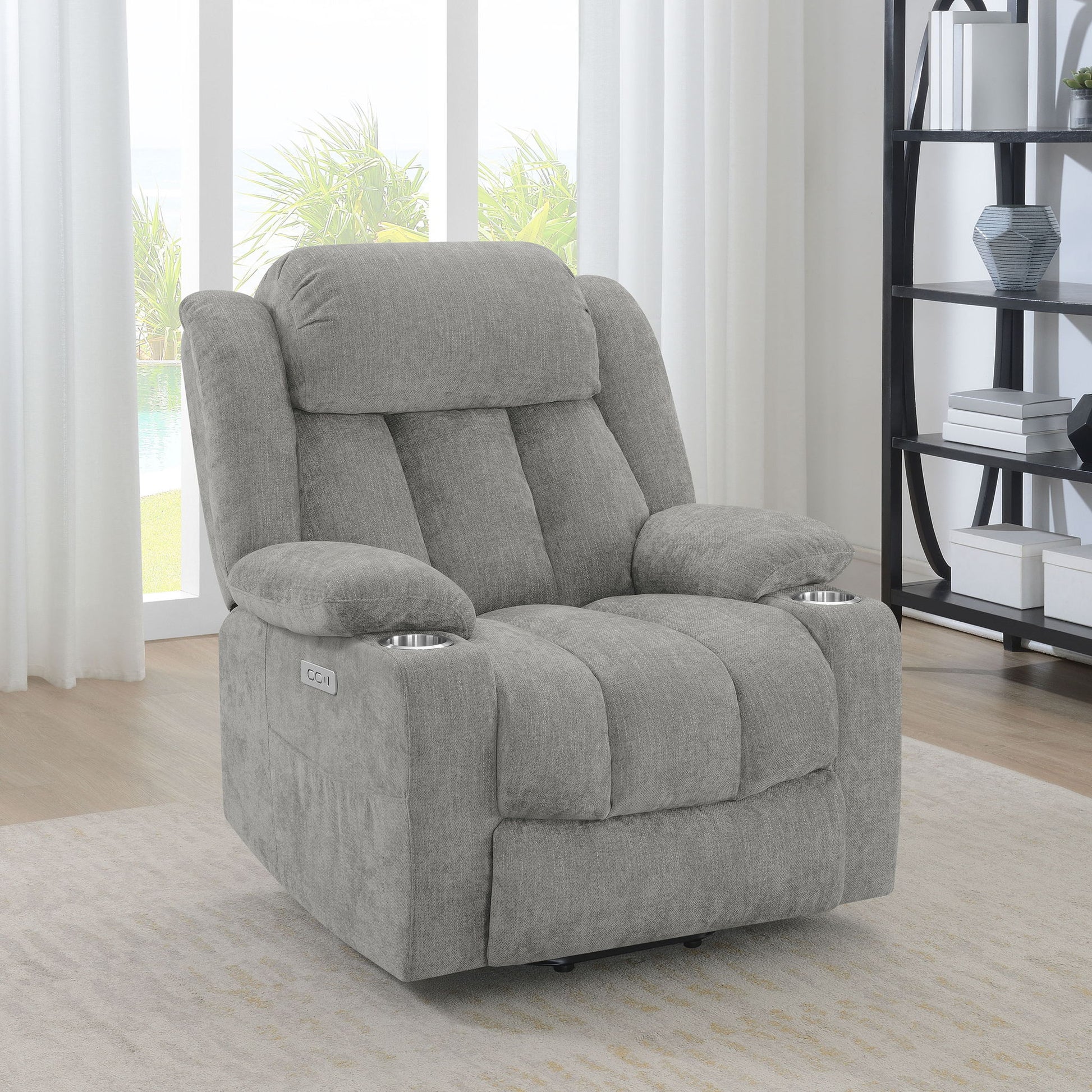 Beca - Upholstered Power Lift Recliner With Cupholders And USB Charging Furniture Max