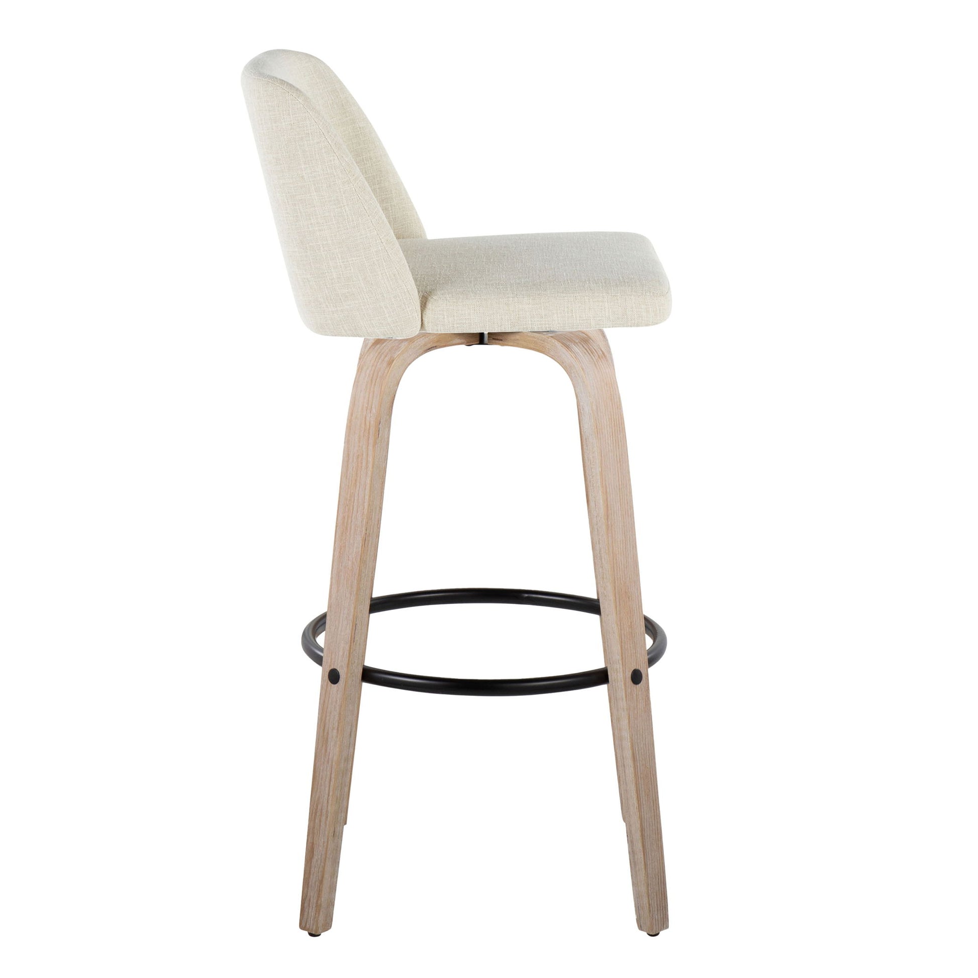 Toriano - Contemporary Fixed Height Barstool Swivel And Round Footrest (Set of 2) Lumi Source