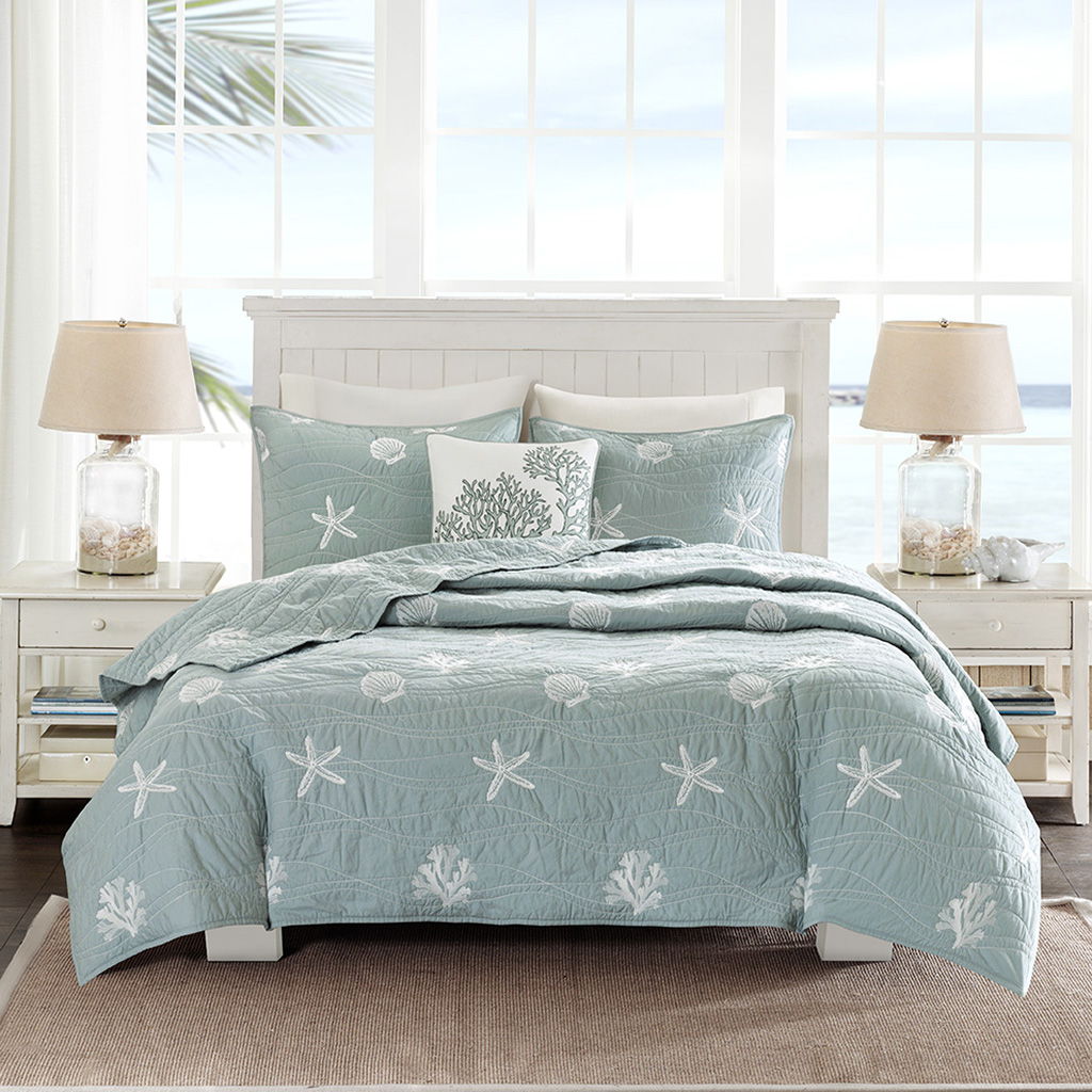 Seaside - 4 Piece Coverlet Set - Seafoam