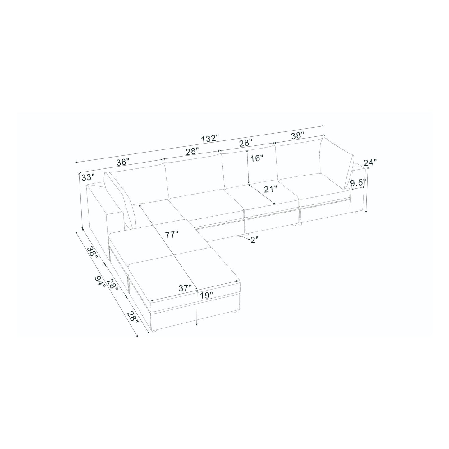 Modern Reversible Modular Sectional Home Essentials