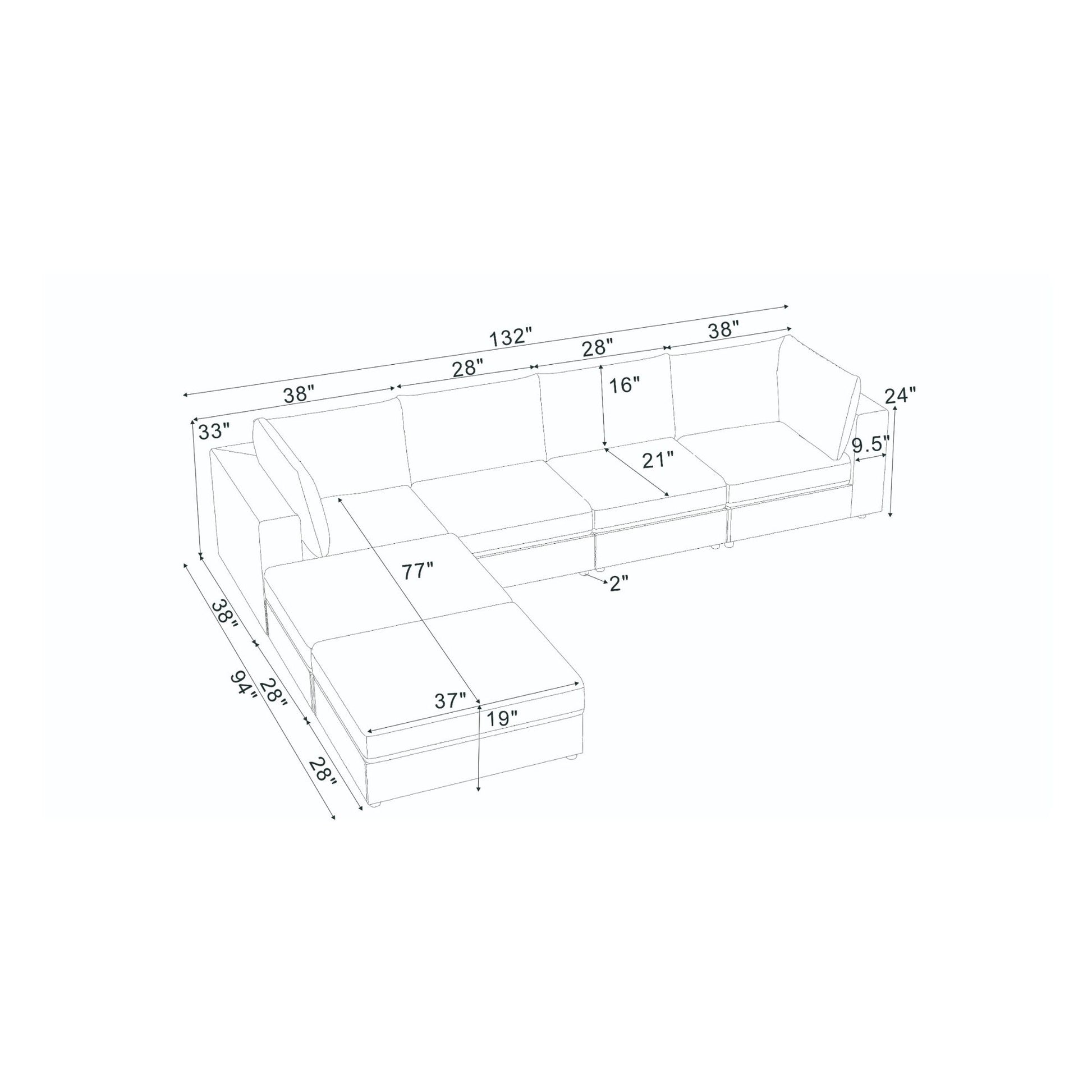 Modern Reversible Modular Sectional Home Essentials