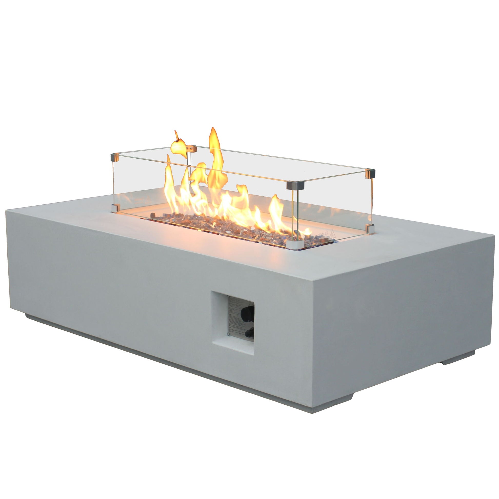 Outdoor Concrete Propane Gas Rectangle Fire Pit Table Home Essentials