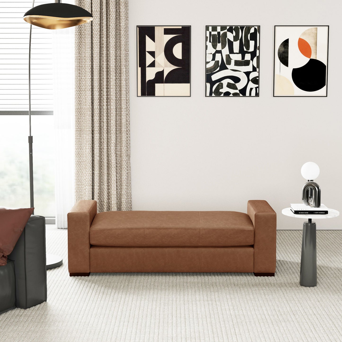 Ottoman With Unique Armrest Design For Living Spaces Noble House