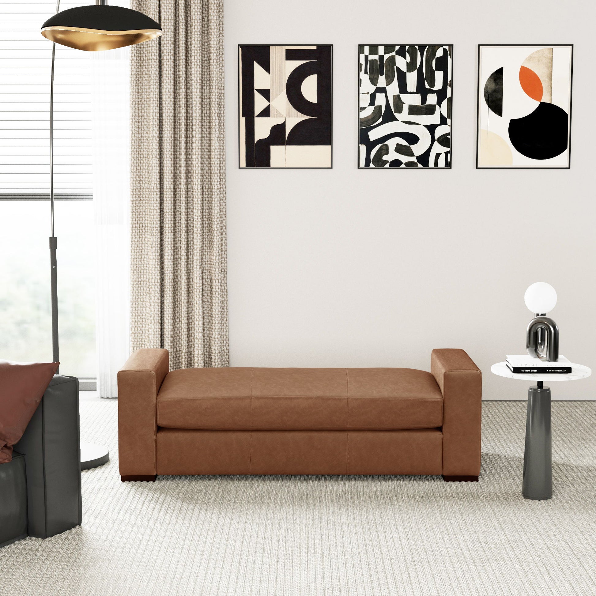 Ottoman With Unique Armrest Design For Living Spaces Noble House