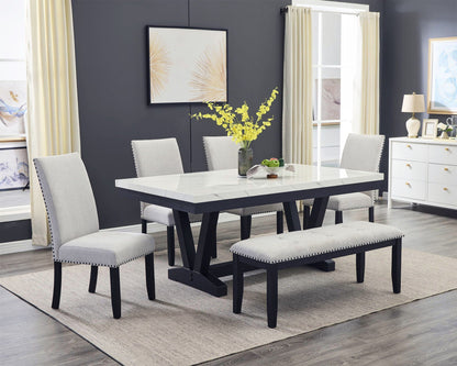 Vance - Dining Room Set - Charcoal / Dove Crown Mark