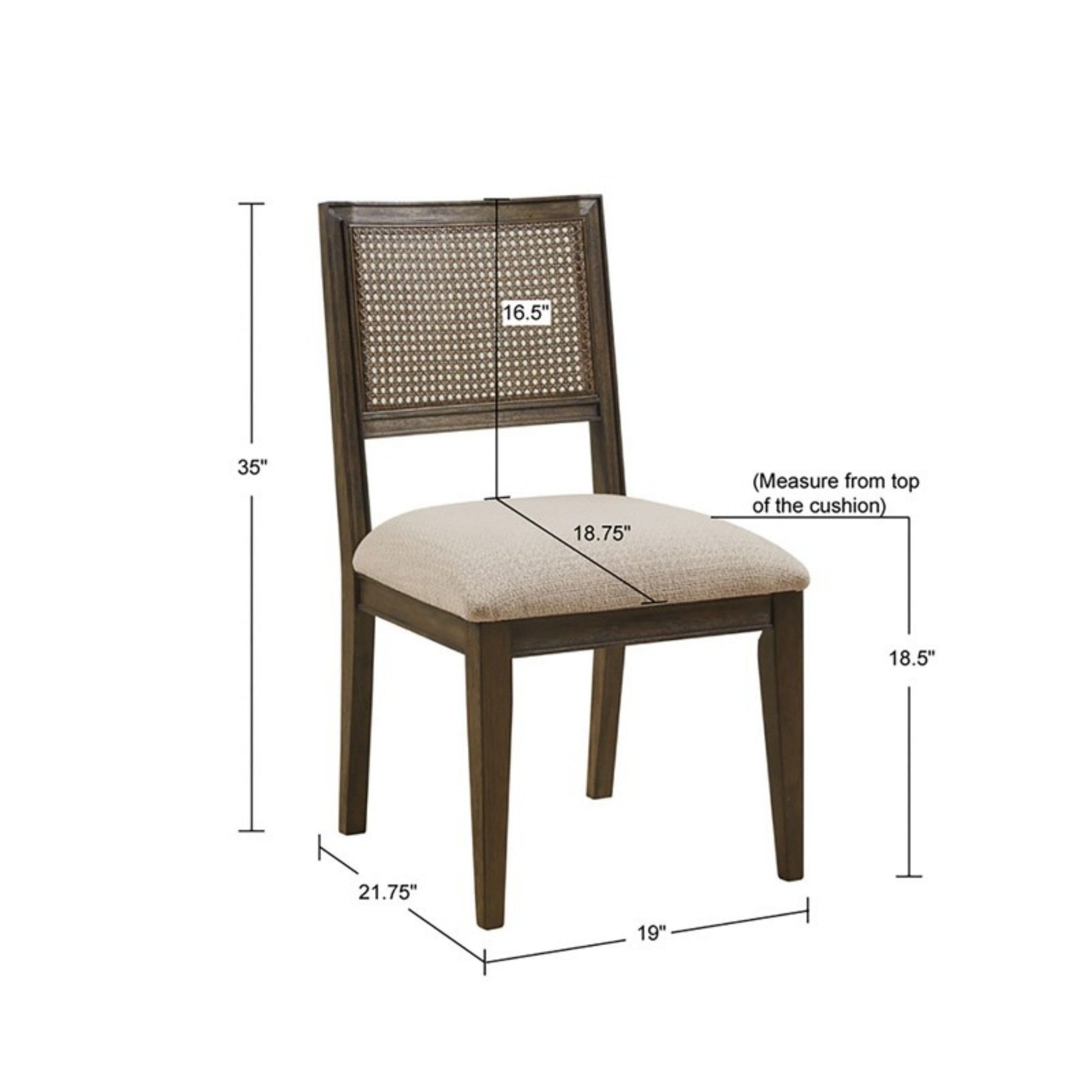 Modern Armless Dining Chair With Cane Back (Set of 2) JLA