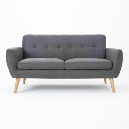 Modern Loveseat Sofa With Button Tufted Backrest Noble House