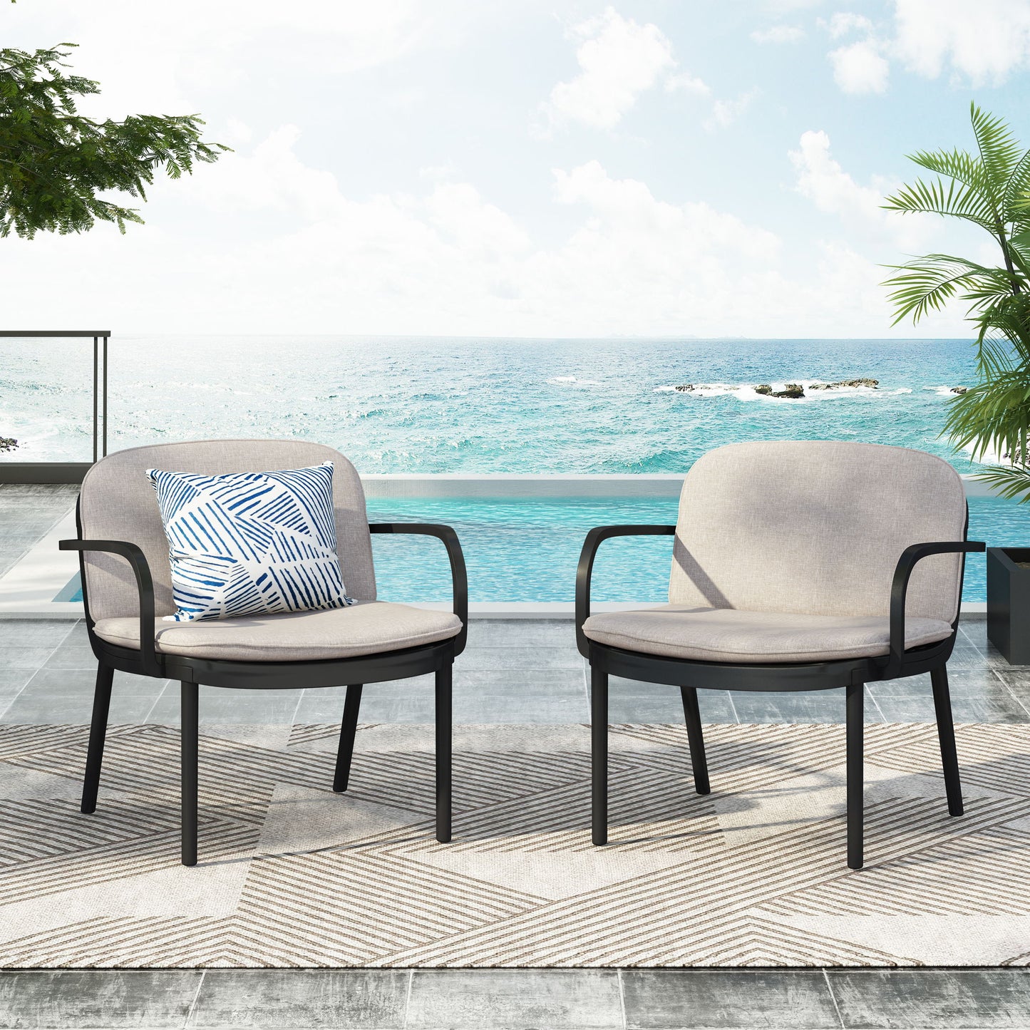 Luna - Outdoor Club Chair (Set of 2) Noble House