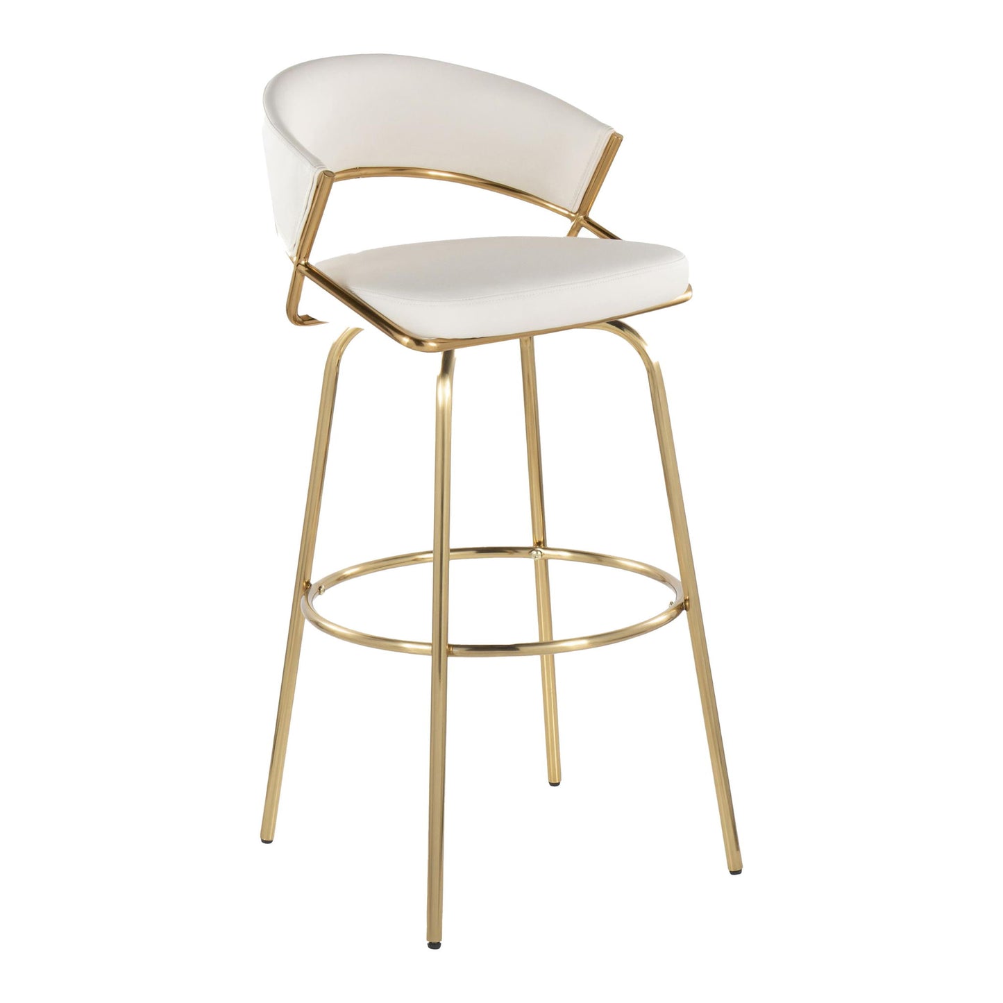 Jie - Fixed Height Contemporary Barstool With Swivel With Round Footrest (Set of 2) Lumi Source