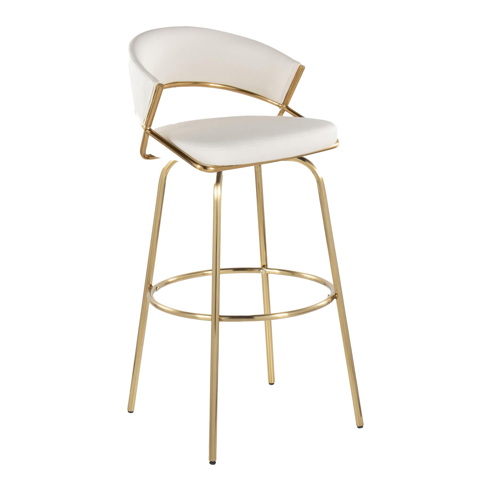 Jie - Fixed Height Contemporary Barstool With Swivel With Round Footrest (Set of 2) Lumi Source