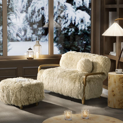 Enchante - Sheepskin Accent Loveseat - Taupe / Natural Jennifer Taylor Home