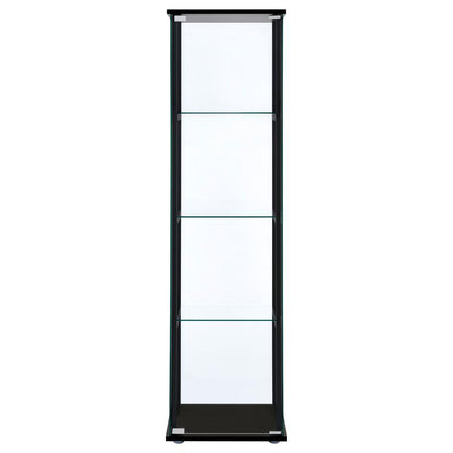 Cyclamen - 4-Shelf Clear Glass Curio Display Cabinet - Black