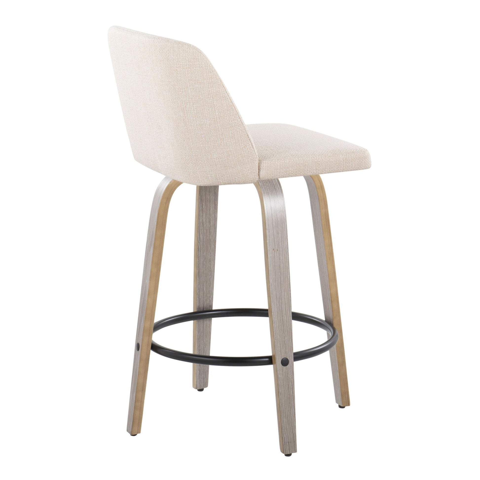 Toriano - Contemporary Fixed Height Counter Stool With Swivel & Round Footrest (Set of 2) Lumi Source