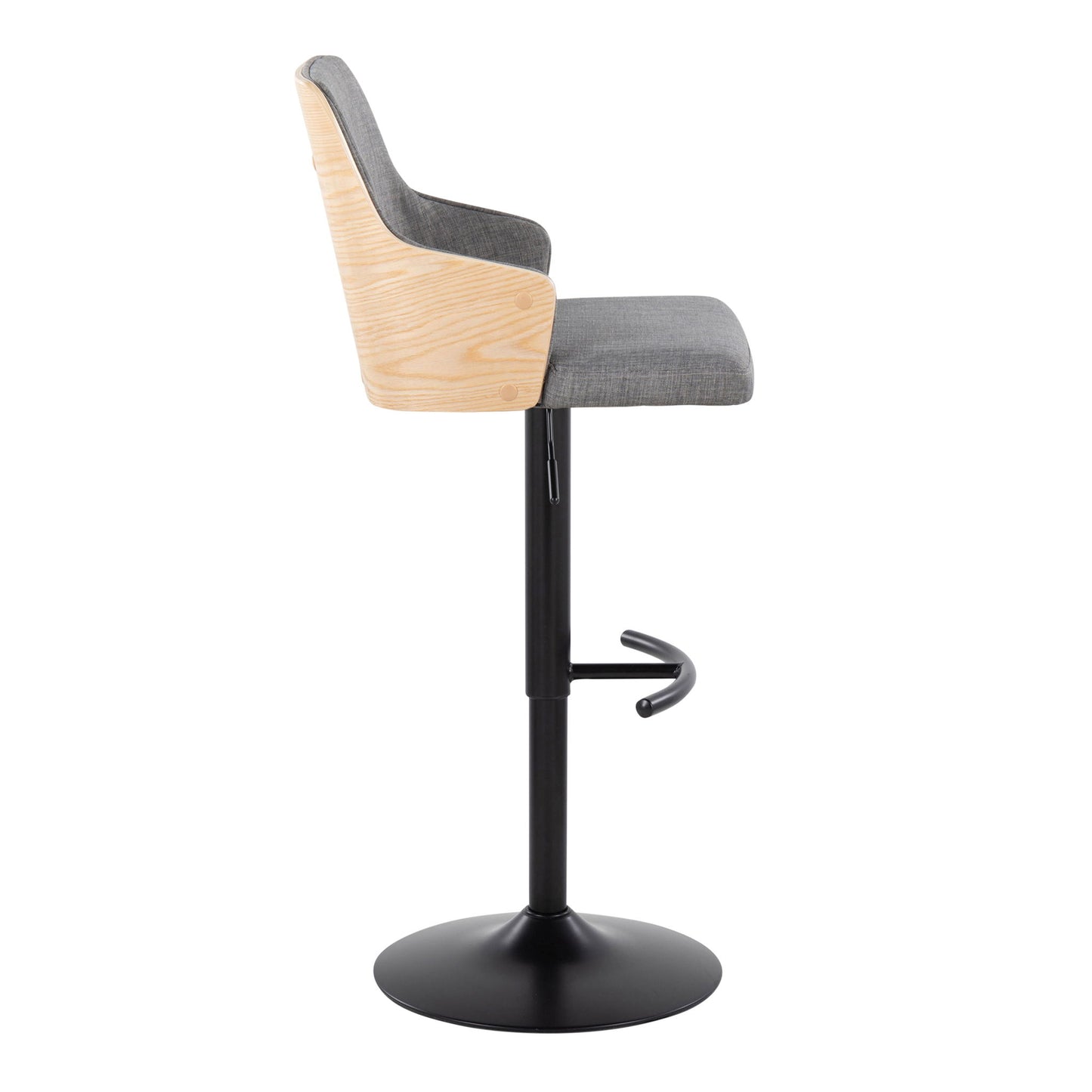 Stella - Contemporary Adjustable Barstool Stool With Swivel And Rounded T Footrest (Set of 2) Lumi Source