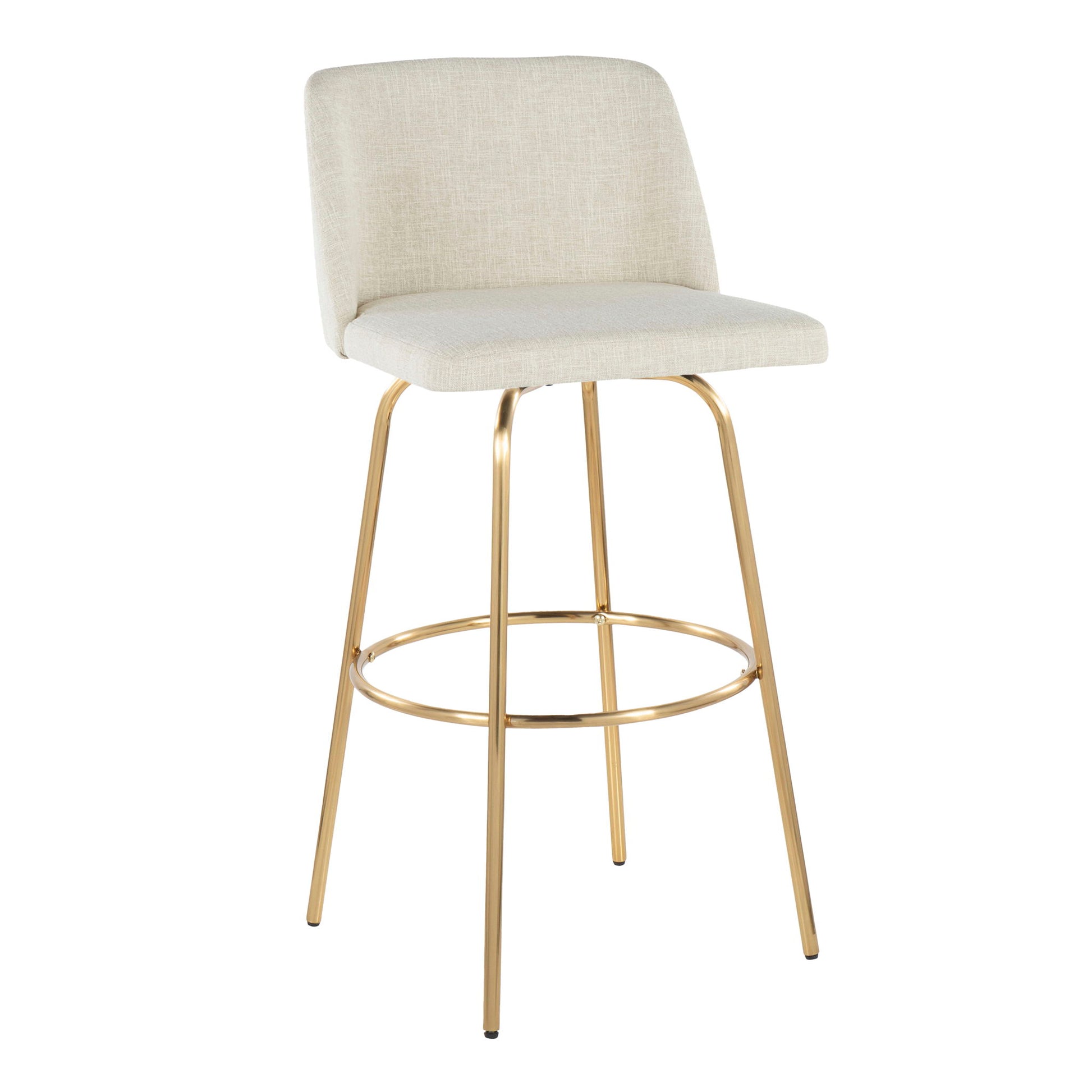 Toriano - Contemporary Fixed Height Barstool With Swivel And Round Footrest (Set of 2) Lumi Source