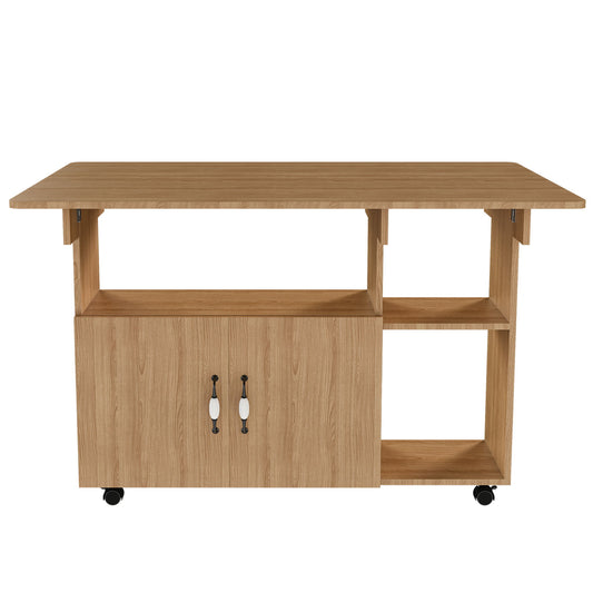 Multi Functional Folding Table With Storage Shelves And Wheels Home Essentials
